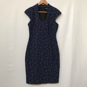 BADGLEY MISHKA TEXTURED FLORAL DRESS BLACK BLUE 4